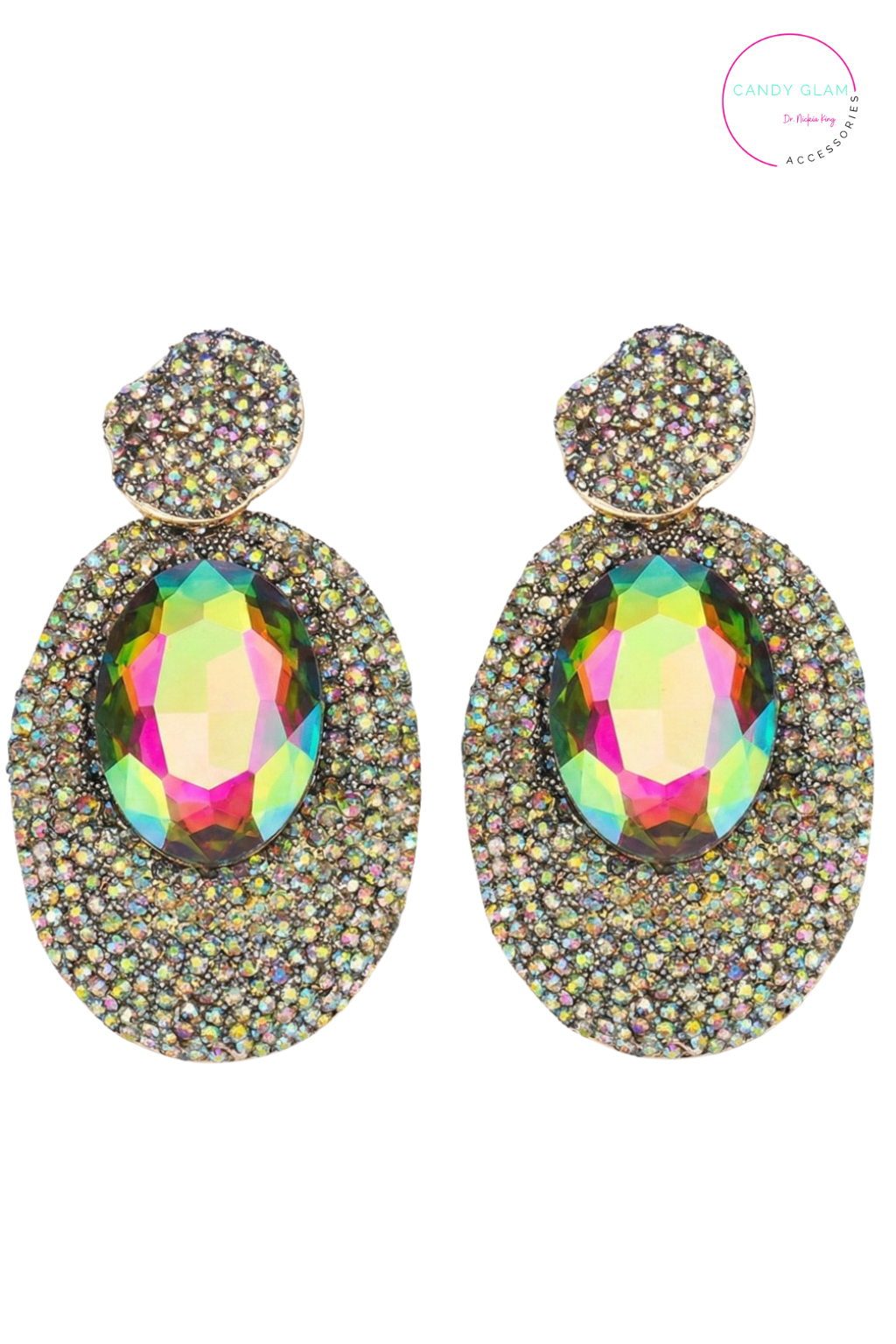 Kaleidoscope Candy Pave Rhinestones Earrings