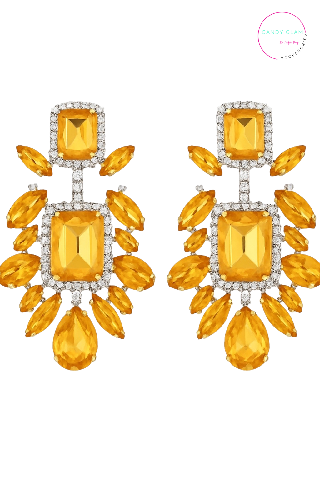 Dina Chandelier Oversized Rhinestone Earrings