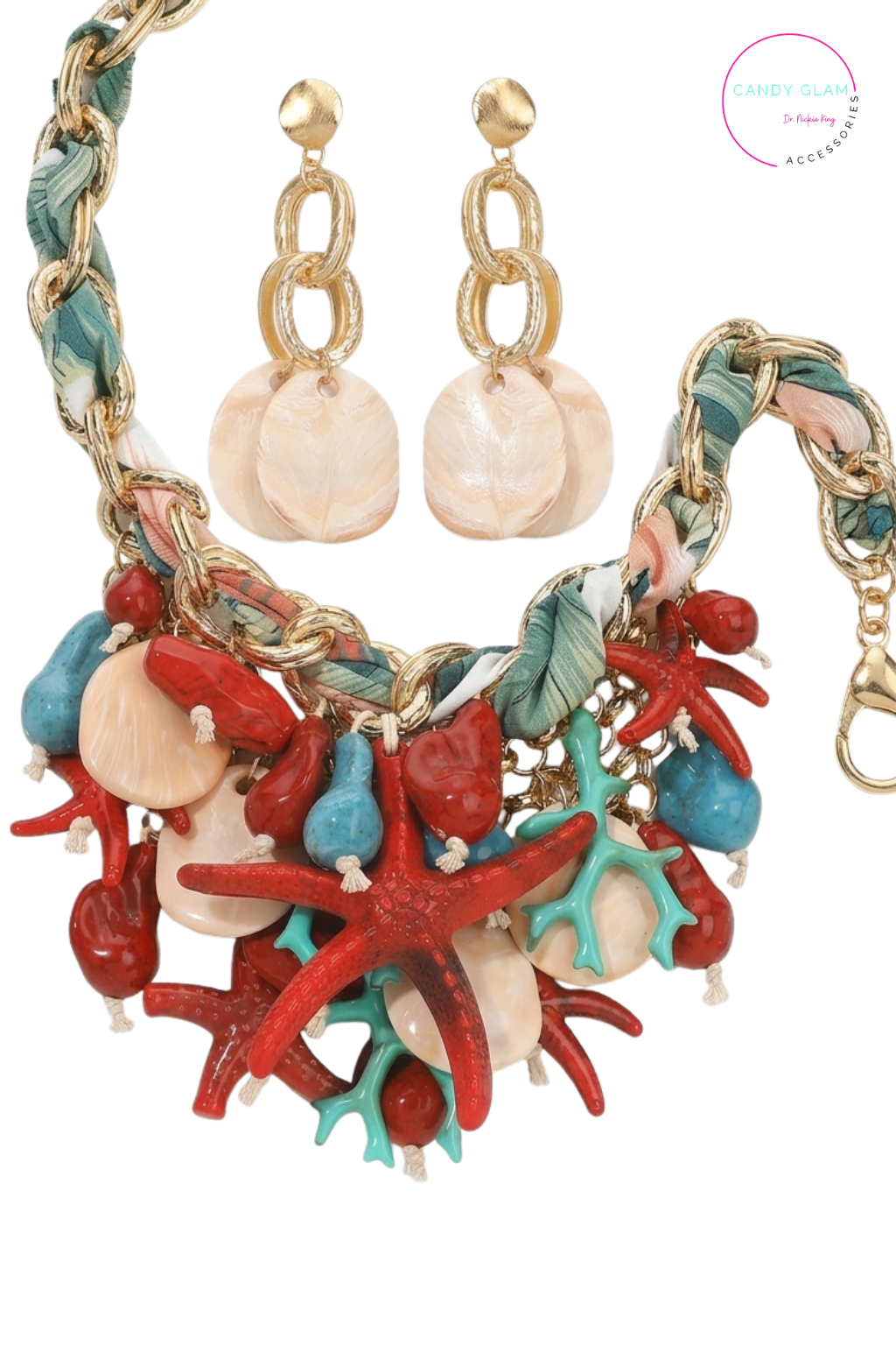 Caribbean Coral Collar Statement Set