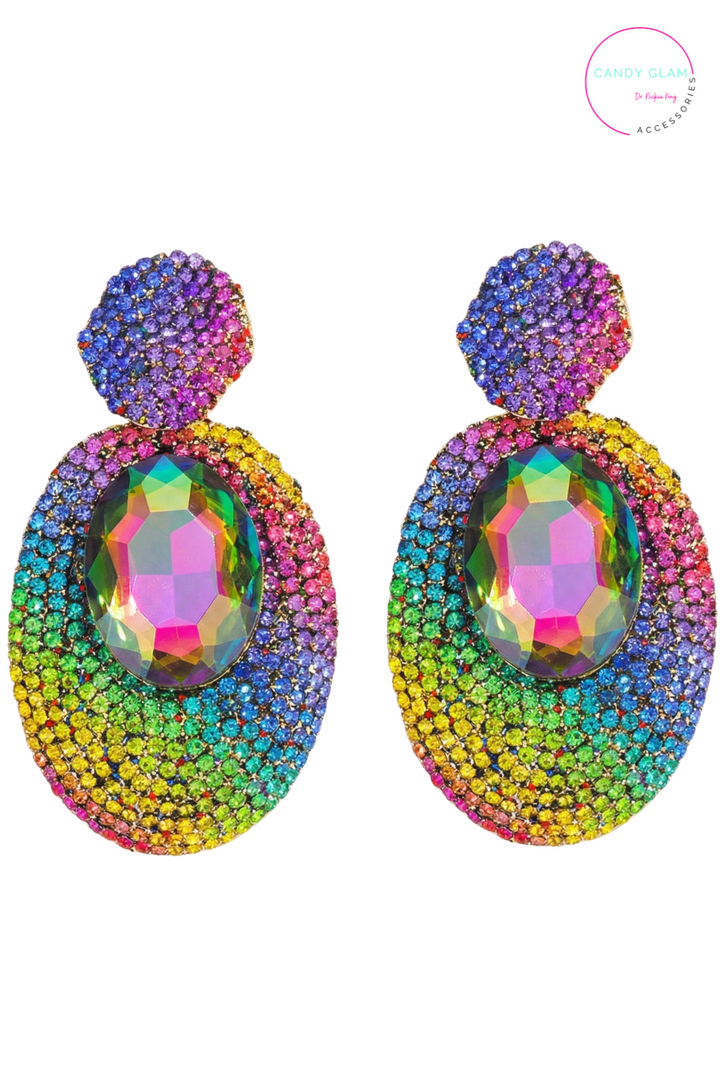 Kaleidoscope Candy Pave Rhinestones Earrings