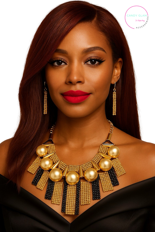 Chazelle Oversized Pearl Rhinestone Mesh Luxe Glam Set