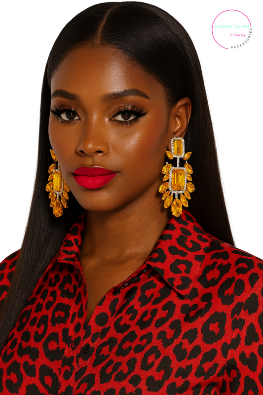 Dina Chandelier Oversized Rhinestone Earrings