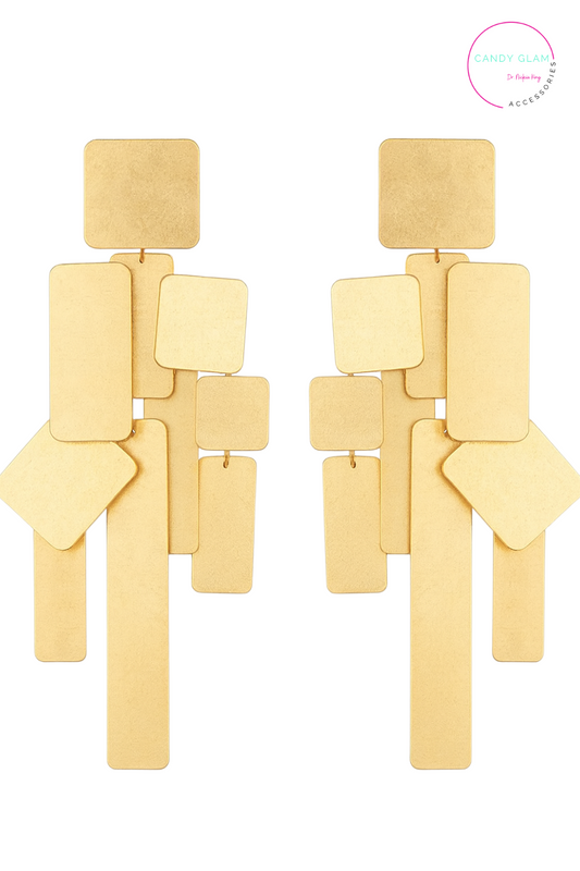 Golden Mosaic Statement Earrings