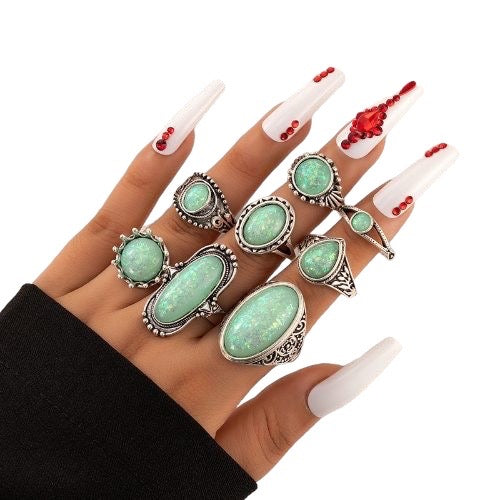 Ashley Green Opal Ring Set