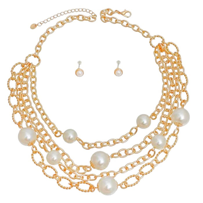 Amina Pearl Necklace Set